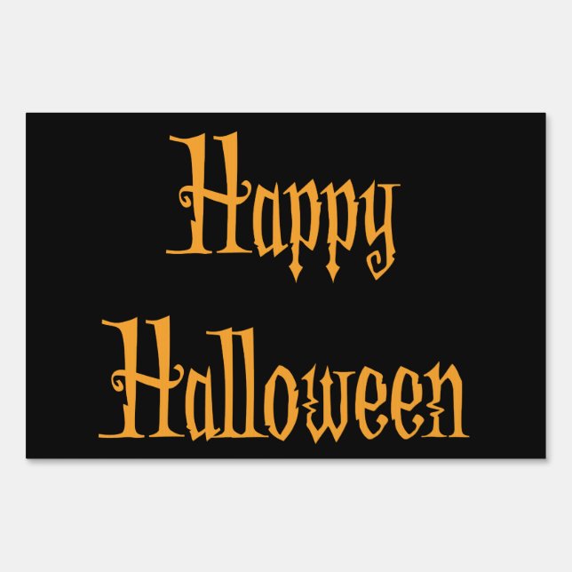 Black Orange Outdoor Happy Halloween Sign (Front)