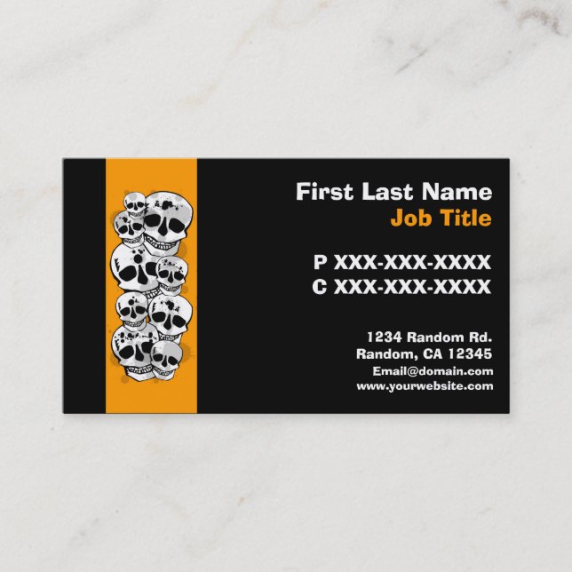 Black orange paint splat skulls custom cards (Front)