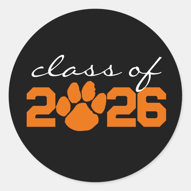 Black & Orange Paw Print Graduation Stickers (Creator Uploaded)