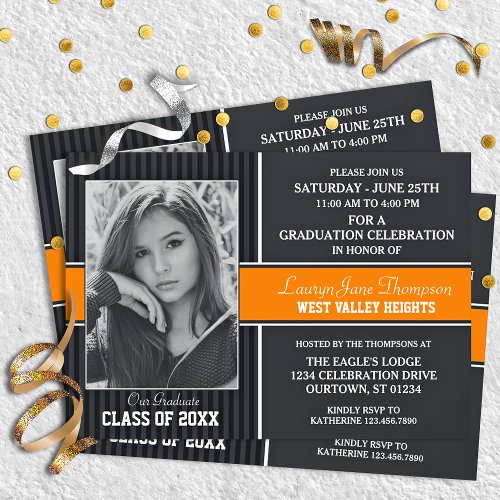 BlackOrange Photo Graduation Announcements