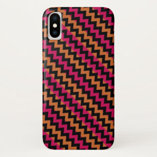 Black Orange Pink Chevron Pattern iPhone X Case
