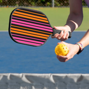 Black Orange Pink Vertical Stripes Design Pickleball Paddle