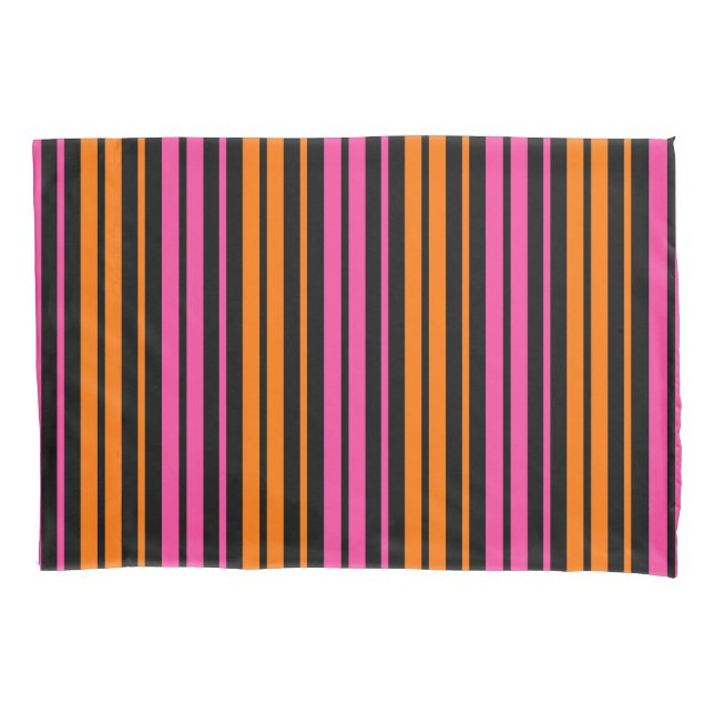 Black Orange Pink Vertical Stripes Design   Pillow Case (Front)