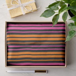 Black Orange Pink Vertical Stripes Design Tissue Paper