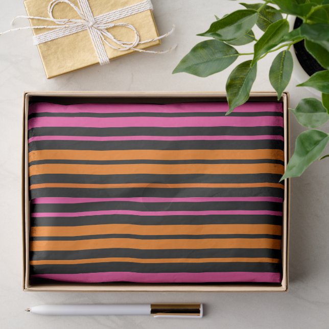 Black Orange Pink Vertical Stripes Design   Tissue Paper (Gift)