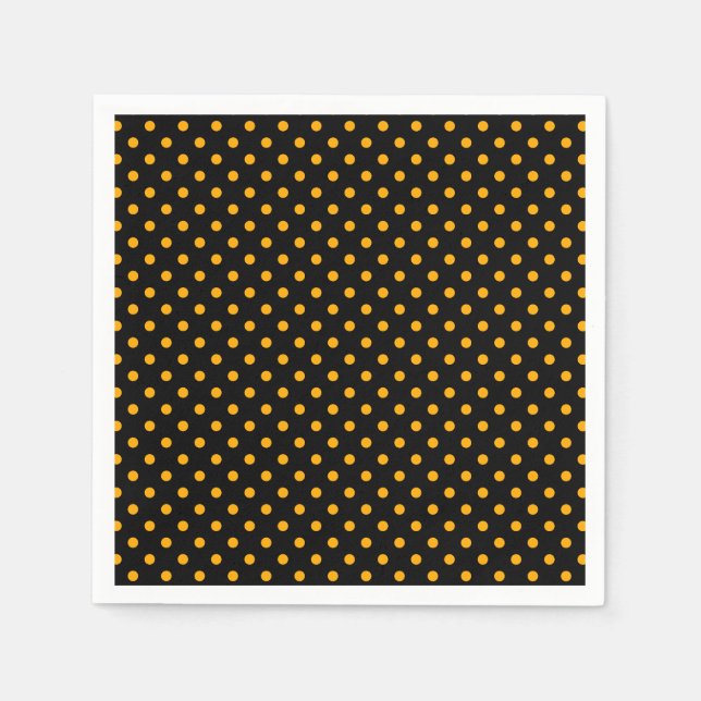 Black Orange Polka Dot Pattern Halloween Napkins (Front)