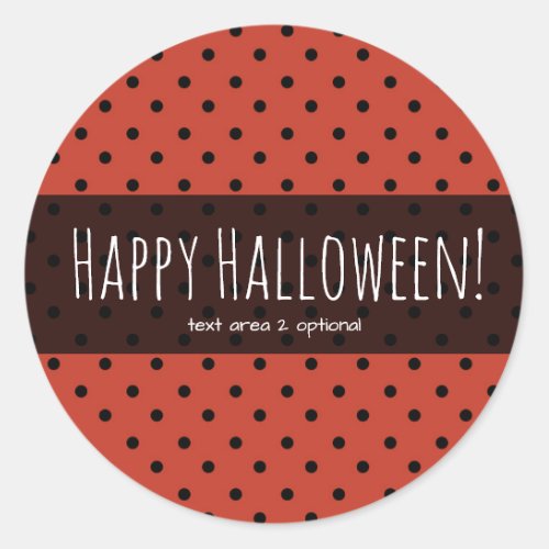 Black  Orange Polka Dots Halloween Party Favor Classic Round Sticker