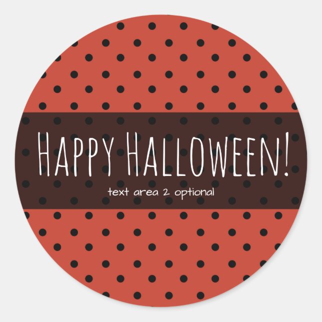 Black & Orange Polka Dots Halloween Party Favor Classic Round Sticker (Front)