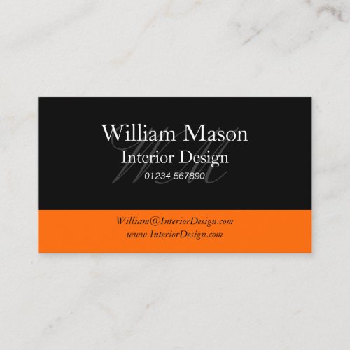 Black &amp; Orange Professional Business Card