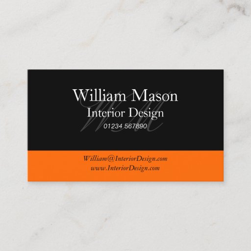 Customizable Black &amp; Orange Professional Business Card