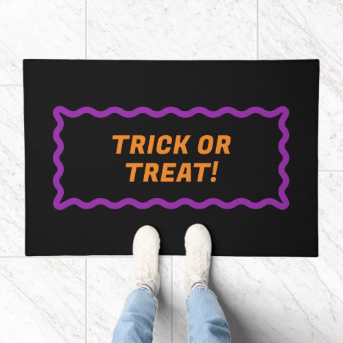 Black Orange Purple Wavy Frame Trick or Treat Doormat