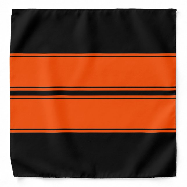 Black Orange Racing Stripes Muscle Car Bandana (Front)