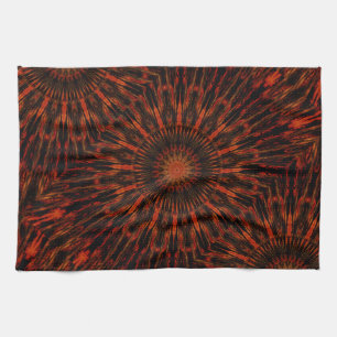 Black Orange Red Kaleidoscopic Design Kitchen Towel