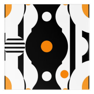 Black Orange Retro Mod Geometric Acrylic Print