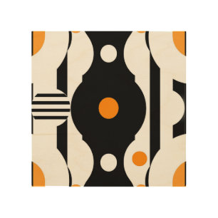 Black Orange Retro Mod Geometric Wood Wall Art