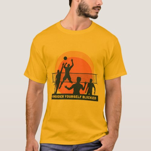 Black Orange Retro Volleyball Sports T_Shirt