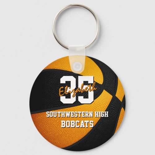 black orange school basketball team colors keychain