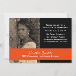 Black/Orange School Color Blocks Grad Invite