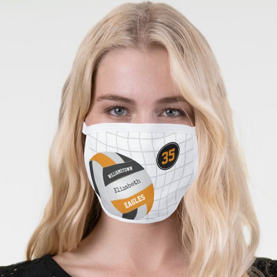 black orange school team colors girls volleyball face mask