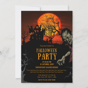Black & Orange Simple Halloween Office Party Invitation