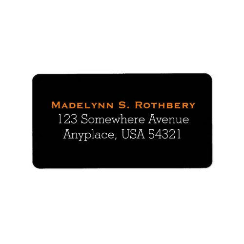 Black Orange Simple Plain Address Labels