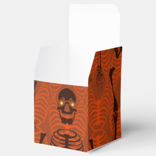 Black  Orange Skeletons Halloween Cube Favor Box