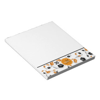 black orange soccer balls pattern accent notepad