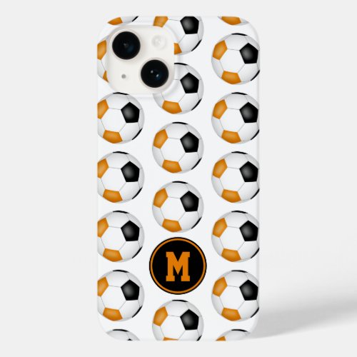 black orange soccer balls pattern monogrammed Case_Mate iPhone 14 case
