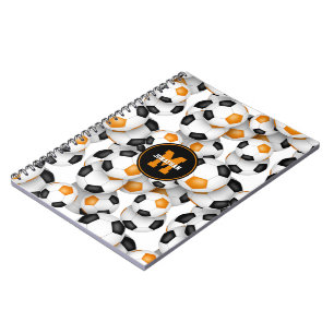 black orange soccer team colors sports pattern notebook