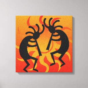 Black Orange Southwestern Kokopelli Wall Art