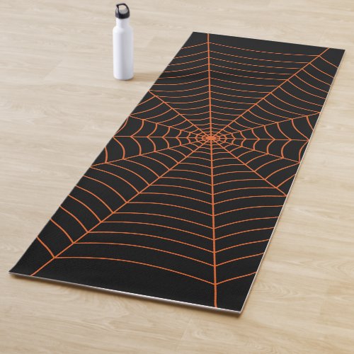 Black orange spider web Halloween pattern Yoga Mat