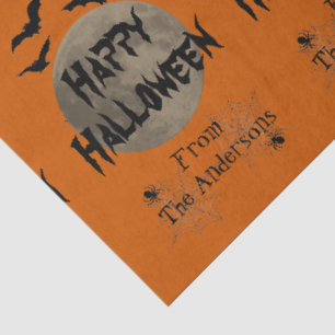 Black Orange Spooky Bats Pattern Halloween Tissue Paper