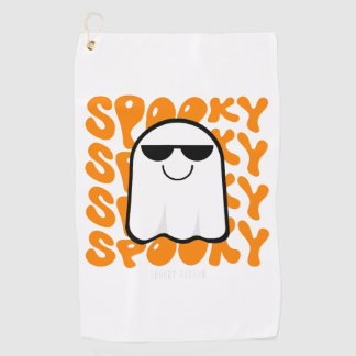 Black Orange Spooky Halloween Golf Towel
