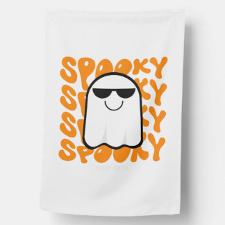 Black Orange Spooky Halloween House Flag