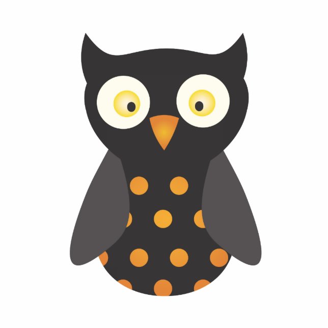 Black / Orange Spotted Owl Statuette (Front)