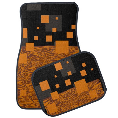 Black Orange Squares Grey Float Abstract Mesh Art Car Floor Mat