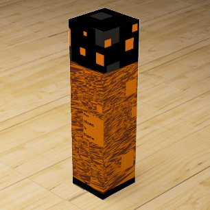 Black Orange Squares Halloween Wine Spooky Brew  Box