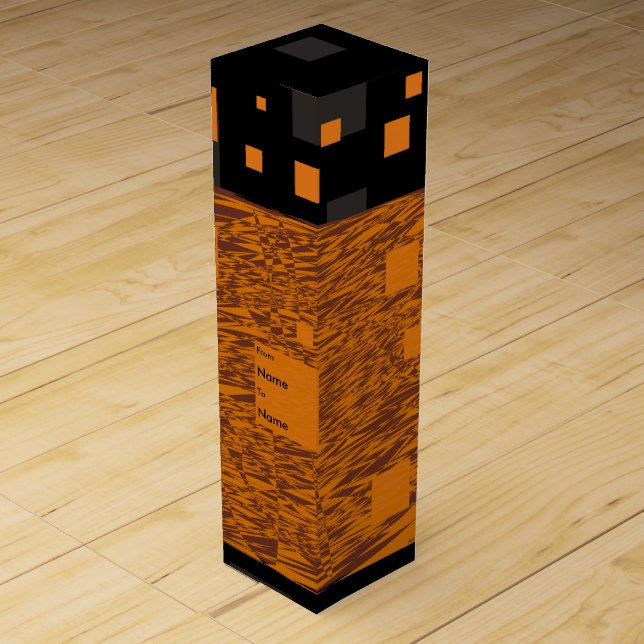 Black Orange Squares Halloween Wine Spooky Brew  Wine Box (Front)