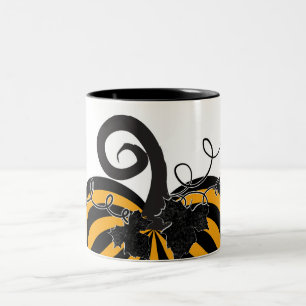 Black Orange Striped Pumpkin Chic Autumn Fall  Two-Tone Coffee Mug