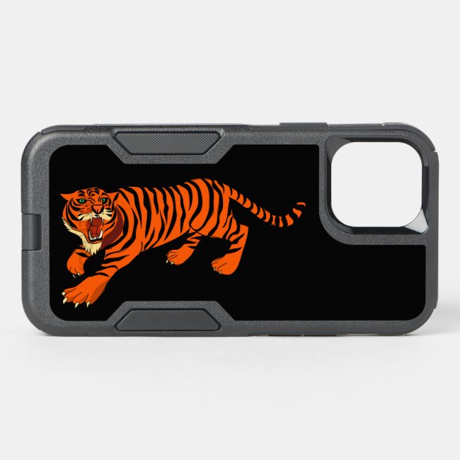 Black Orange Striped Tiger OtterBox iPhone Case