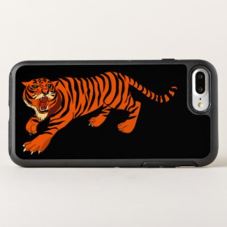 Black Orange Striped Tiger OtterBox iPhone Case