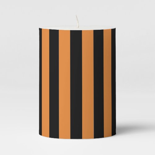 Black  Orange Stripes Pillar Candle