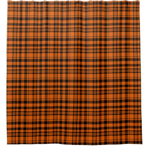 Black Orange Stylish Twill Plaid Pattern Shower Curtain Zazzle