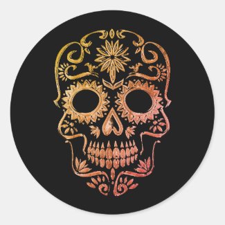 Black/Orange Sugar Skull/Day of the Dead Stickers