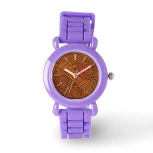 Black Orange Swirls Purple Silicone Watch