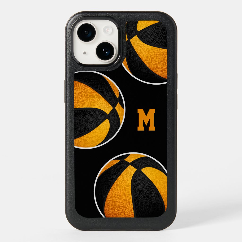 black orange team colors basketballs monogrammed OtterBox iPhone case