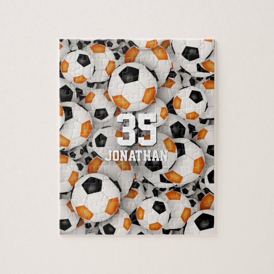 black orange team colors boys girls soccer jigsaw puzzle