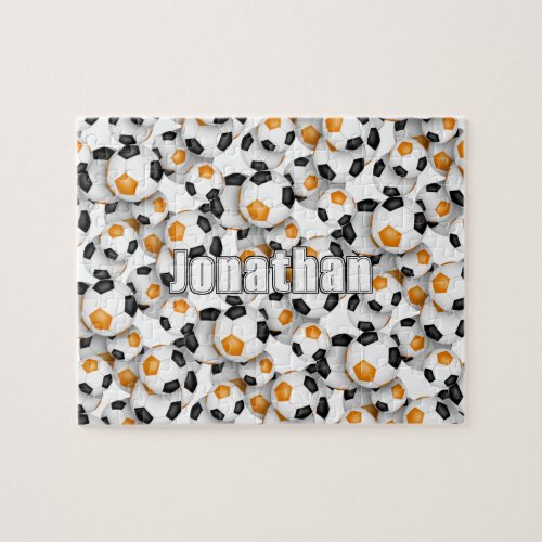 black orange team colors boys girls soccer jigsaw puzzle