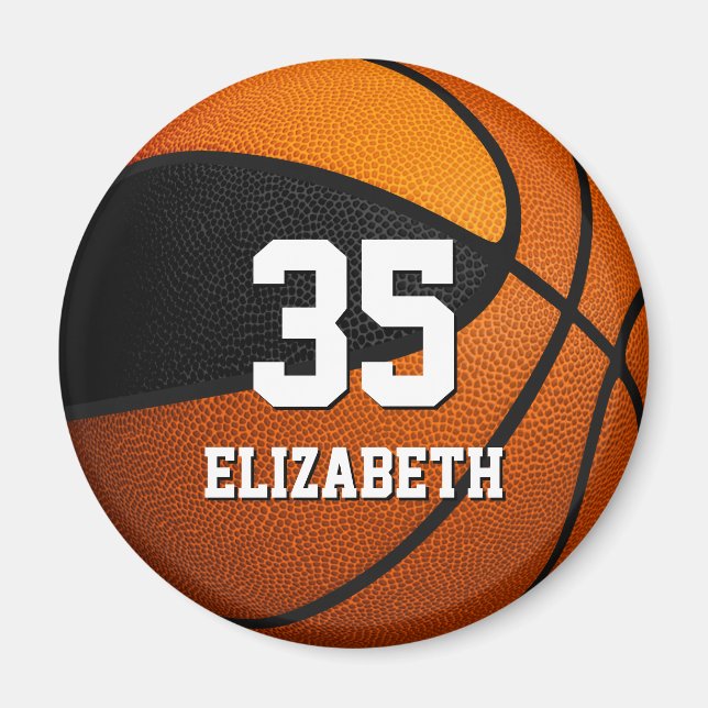 black orange team colors girls boys basketball magnet (Front)