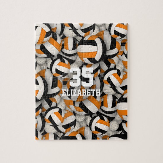 black orange team colors girls boys volleyball jigsaw puzzle